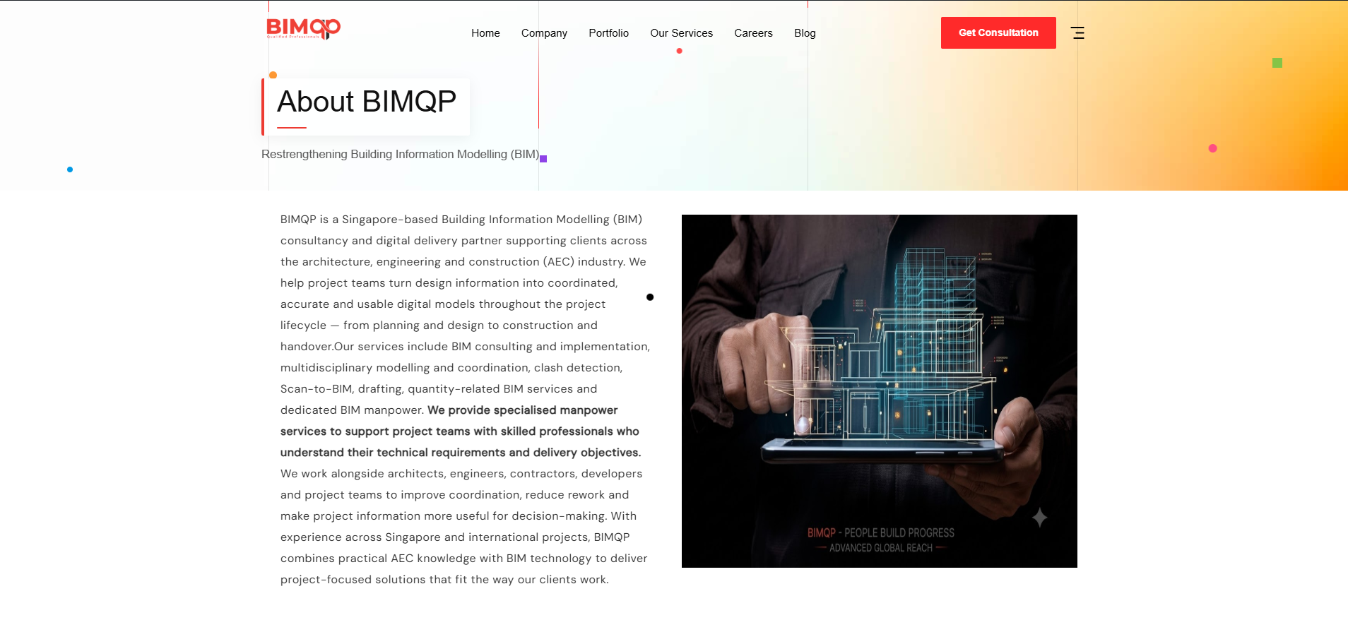 BIMQP Website Preview — BIM Consultancy & Digital Delivery Partner