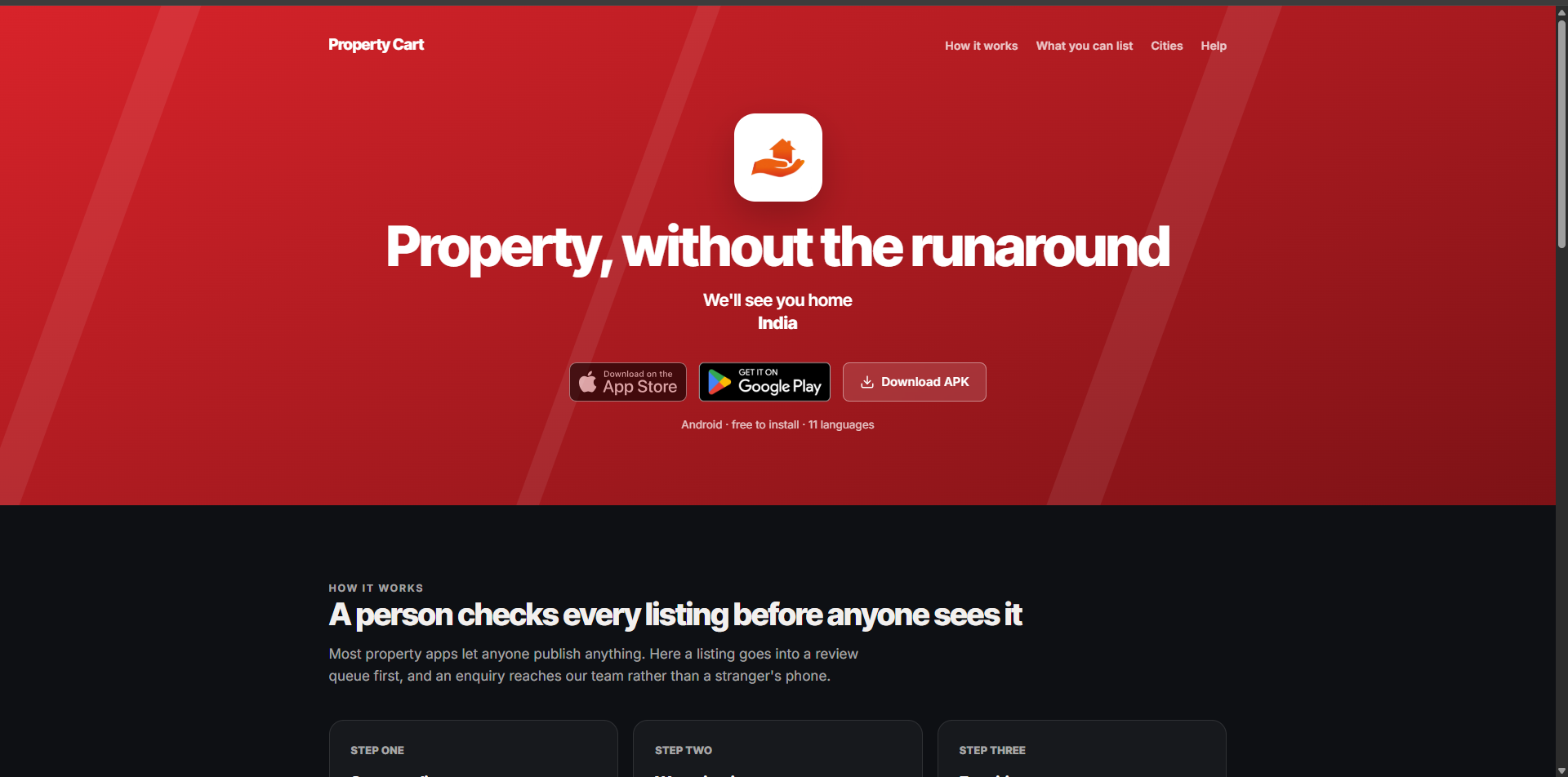 Property Cart Website Preview — Buy, Sell and Rent Property